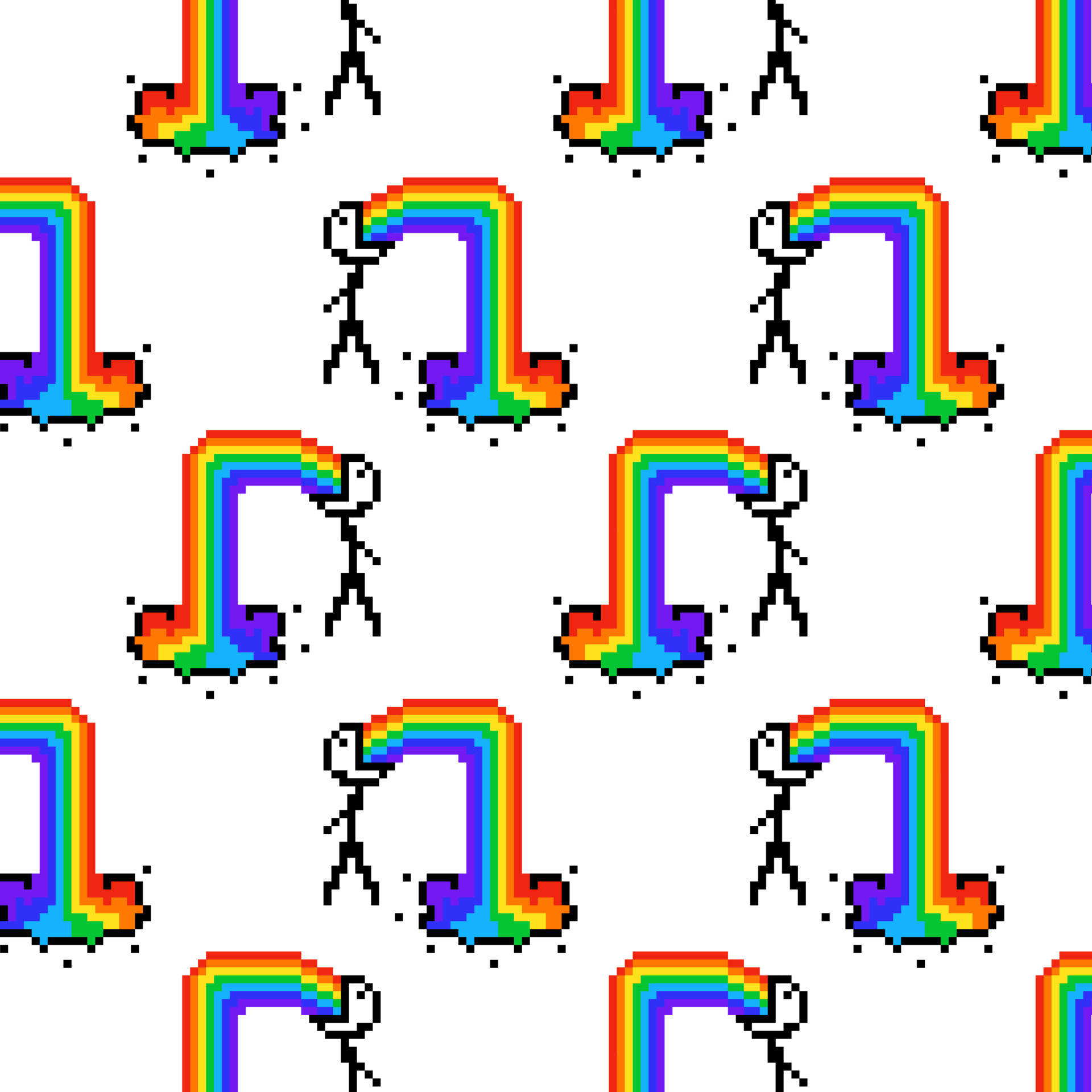 Nauseous Stick Figures Vomiting Rainbows Background