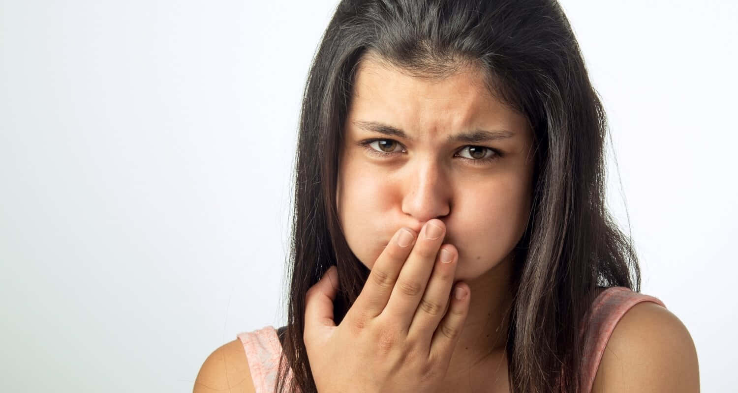 Nauseous Woman's Face Front View Background