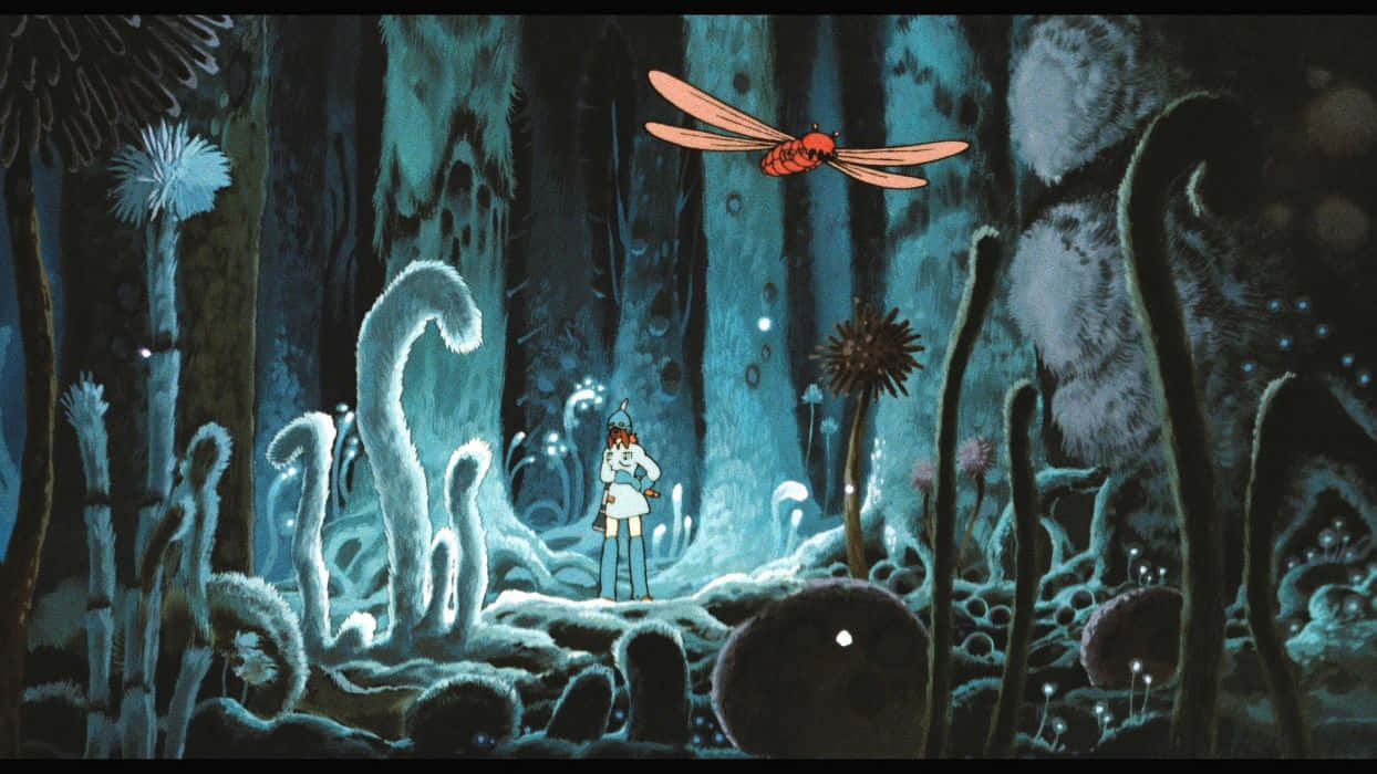 Nausicaä Flying Her Glider In The Valley Of The Wind Background