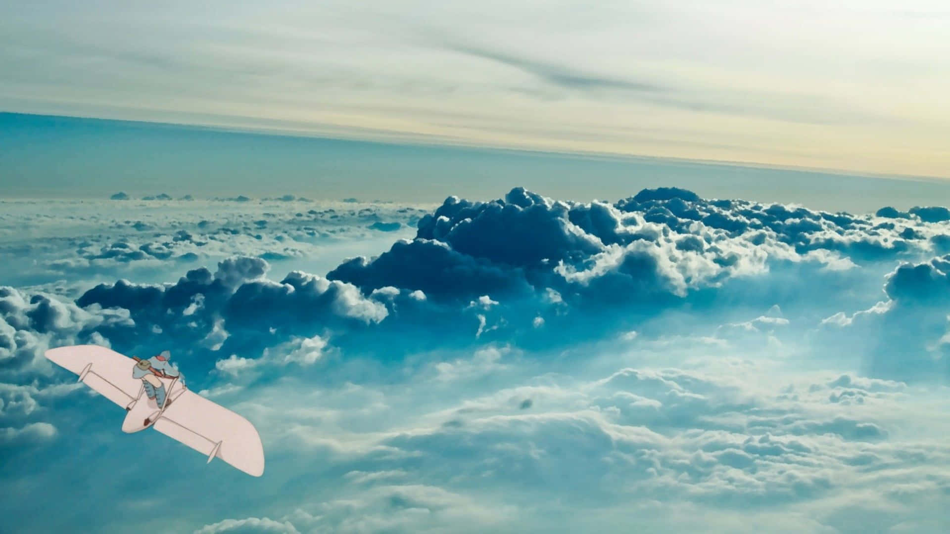 Nausicaä Flying On Her Glider Above The Valley Of The Wind Background