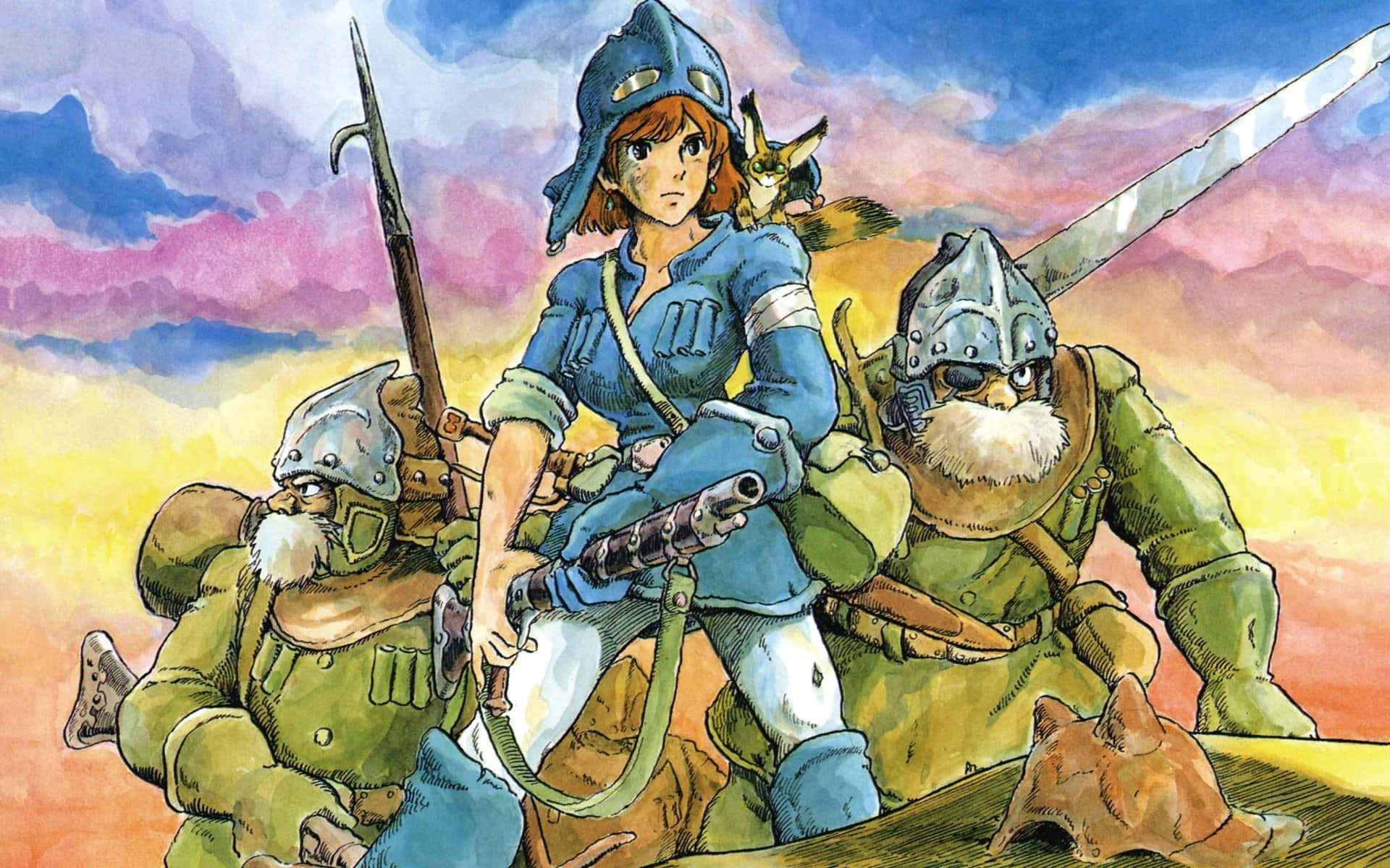 Nausicaä Flying Through The Skies Of The Valley Of The Wind Background