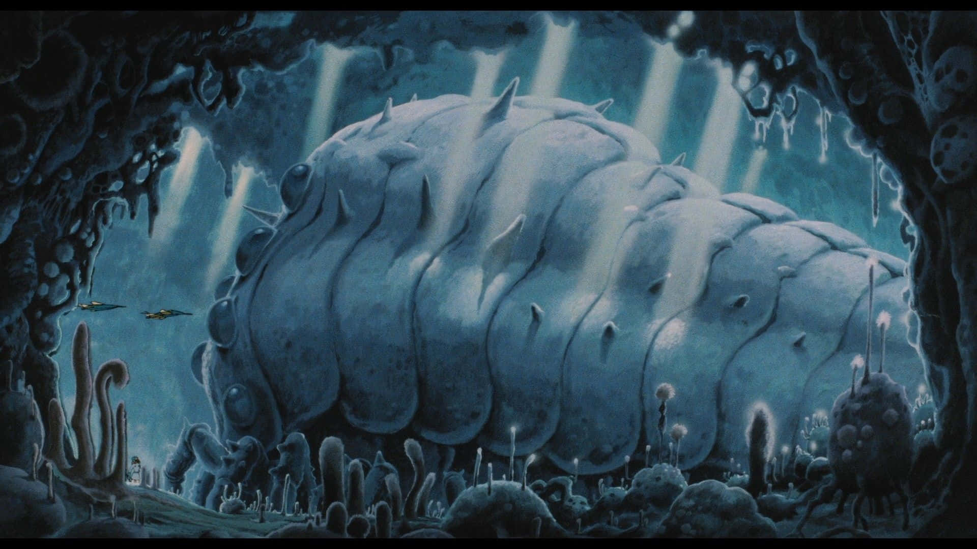 Nausicaä Riding Her Airborne Glider In The Valley Of The Wind Background