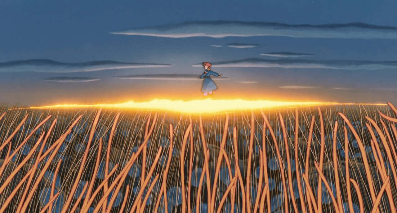 Nausicaä Riding Her Glider Over The Valley Of The Wind Background