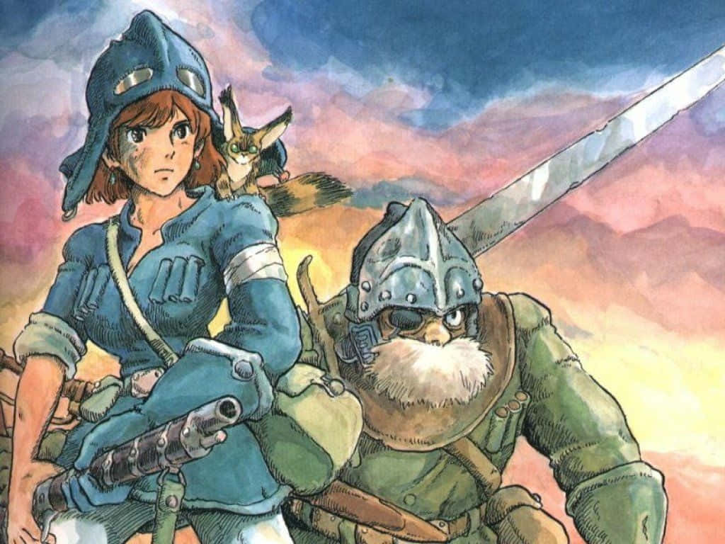 Nausicaä Soaring Through The Skies Above The Valley Of The Wind Background