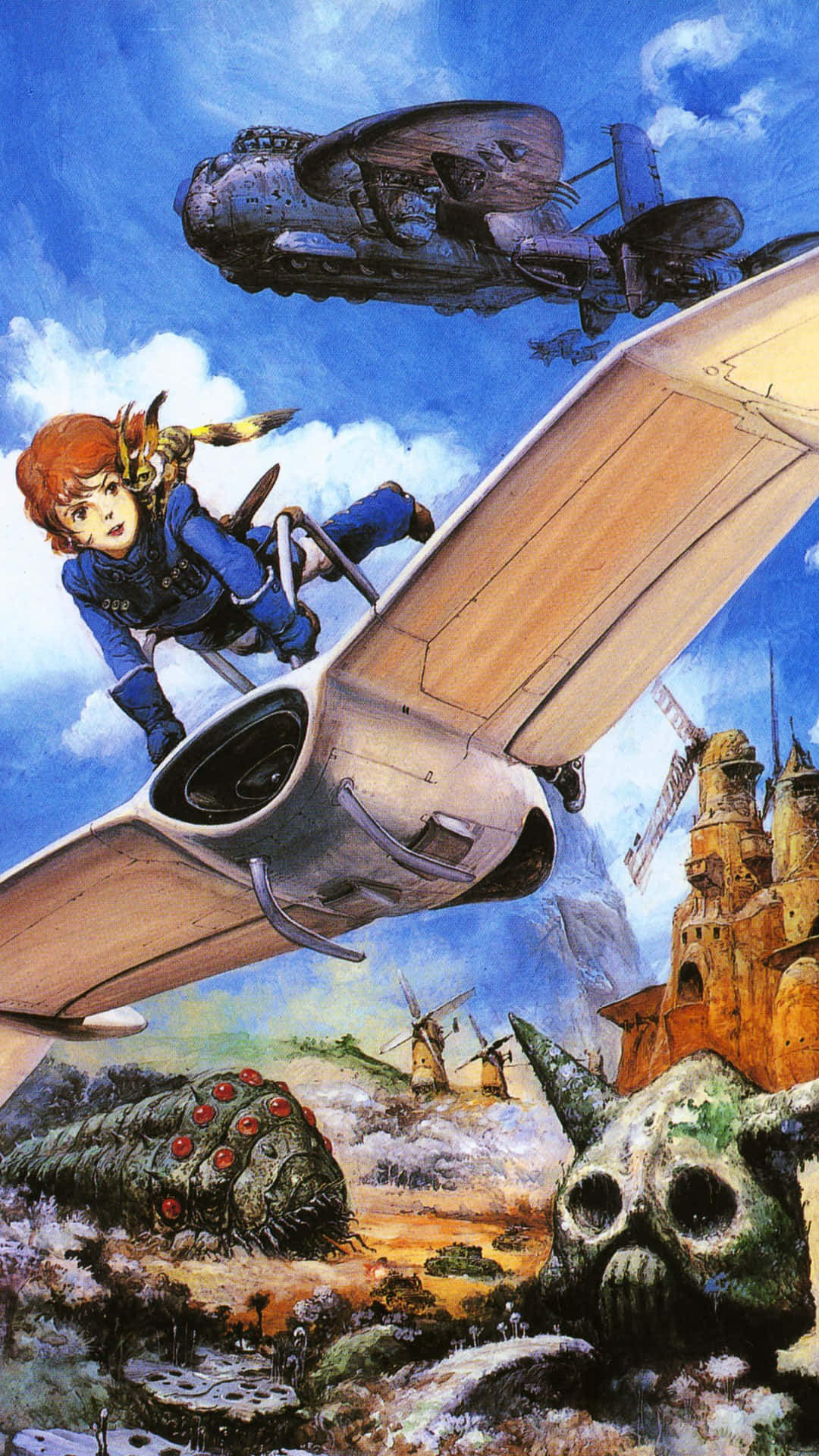 Nausicaä Soaring Through The Skies On Her Glider Background