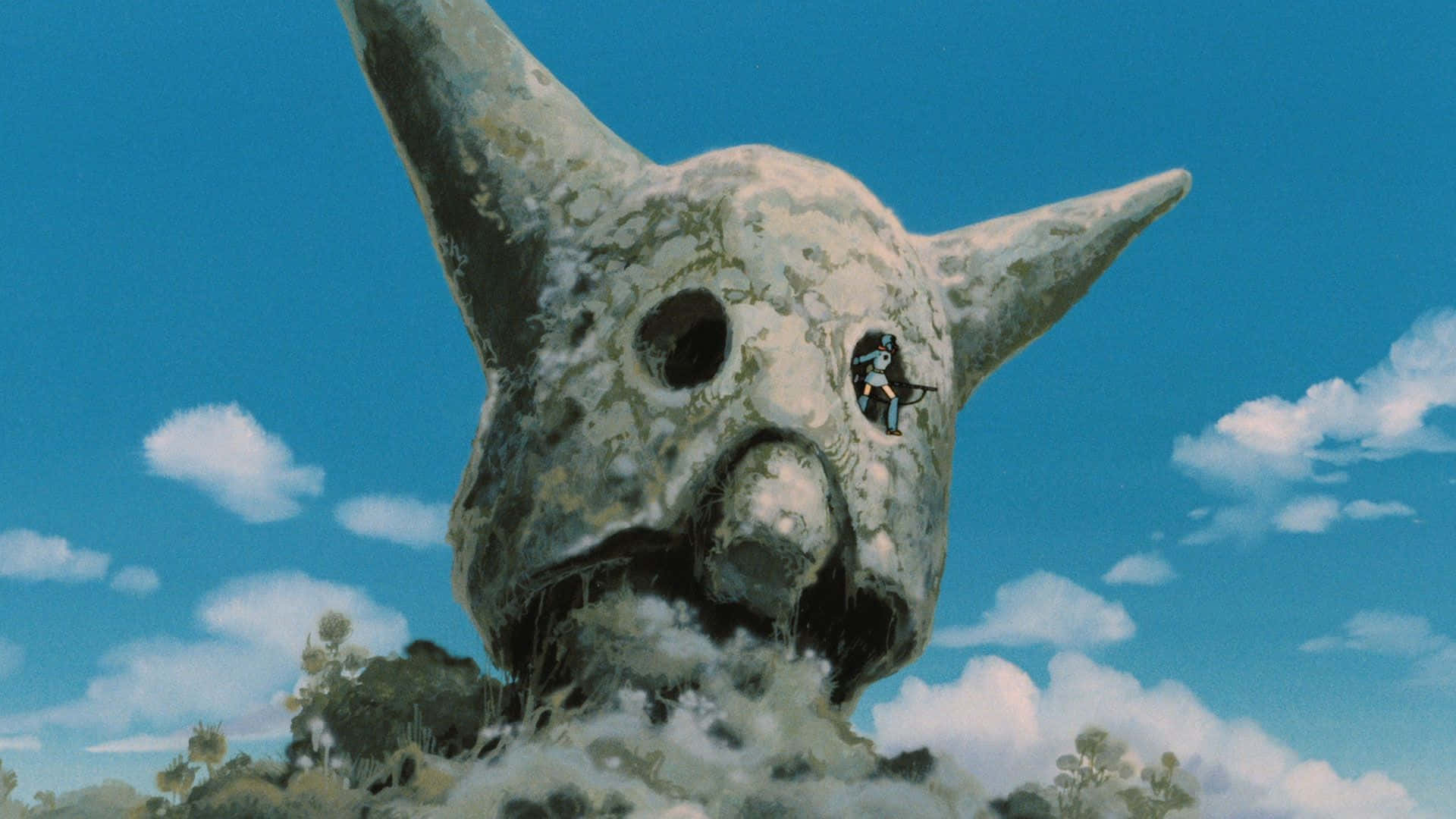Nausicaä Soaring Through The Skies On Her Glider In The Valley Of The Wind Background