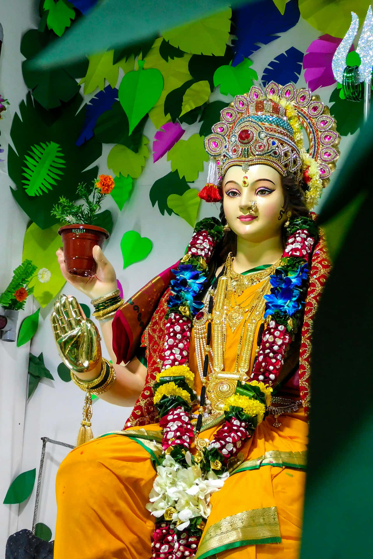 Nav Durga Idolin Colorful Attire