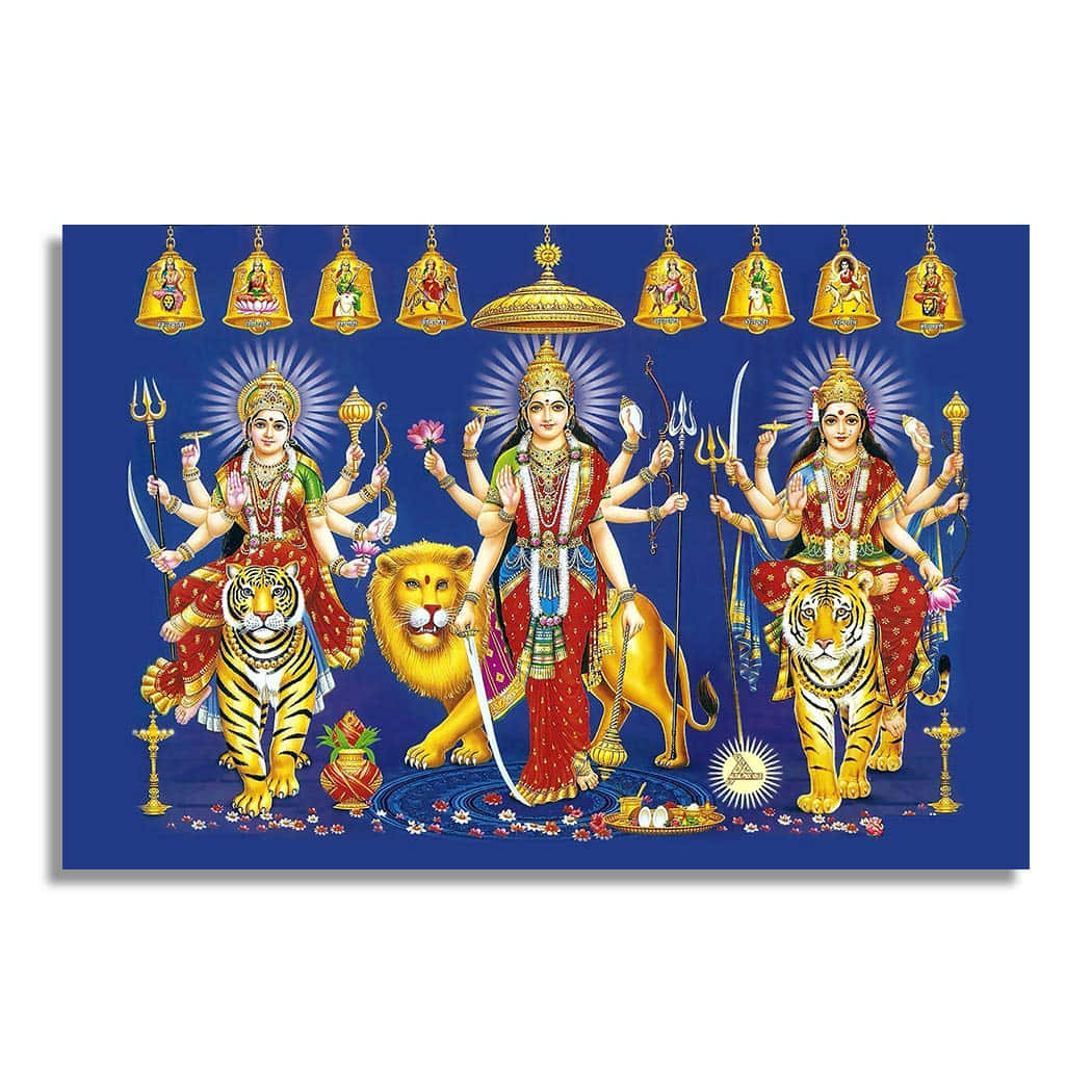 Nav Durga_ Trio_ Goddesses_ Artwork Background