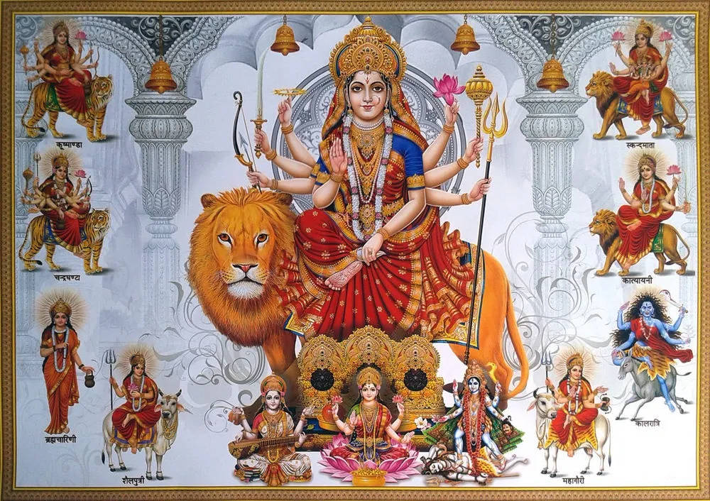 Nav Durga White Background