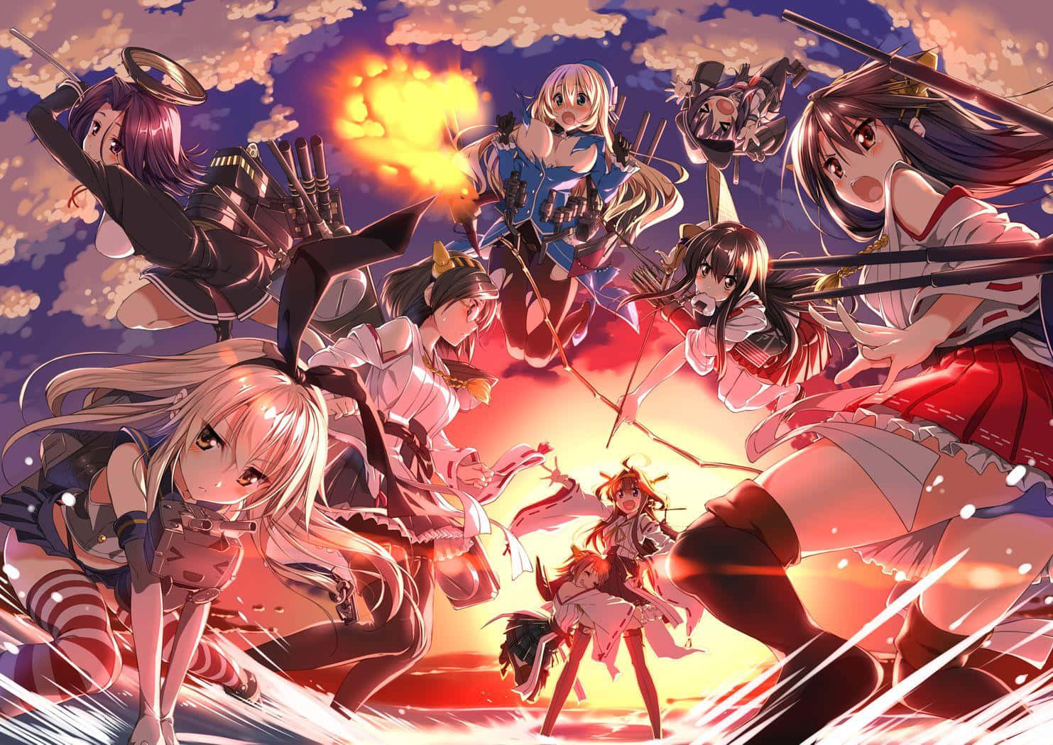 Navigate The Seas With The Kancolle Fleet Background