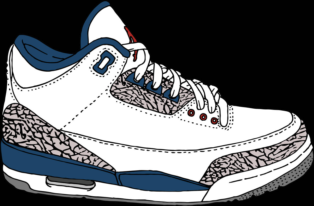 Navy And White Cartoon Nike Shoes Background