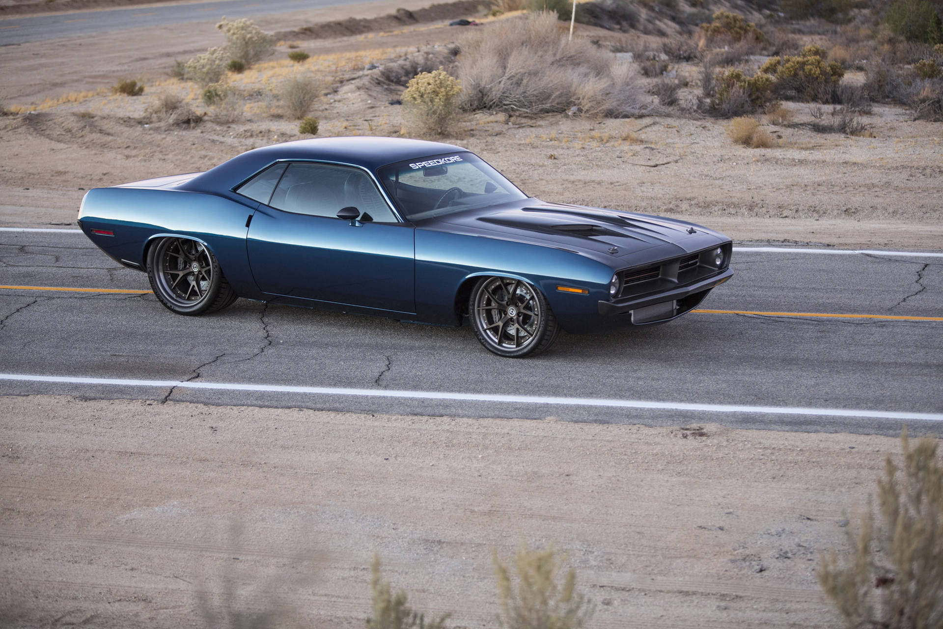 Navy Blue 1970 Plymouth Cuda Model Background