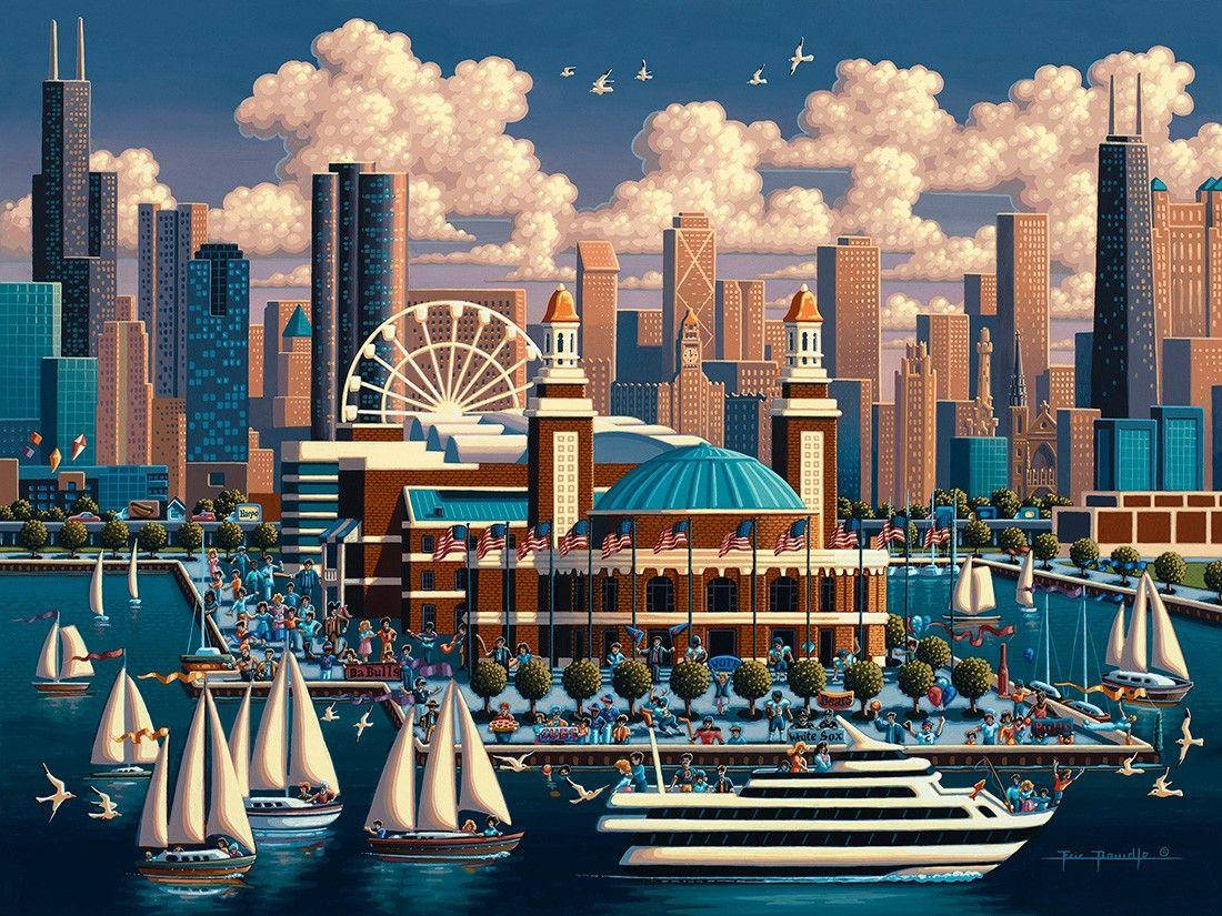 Navy Pier Chicago Artwork Boats