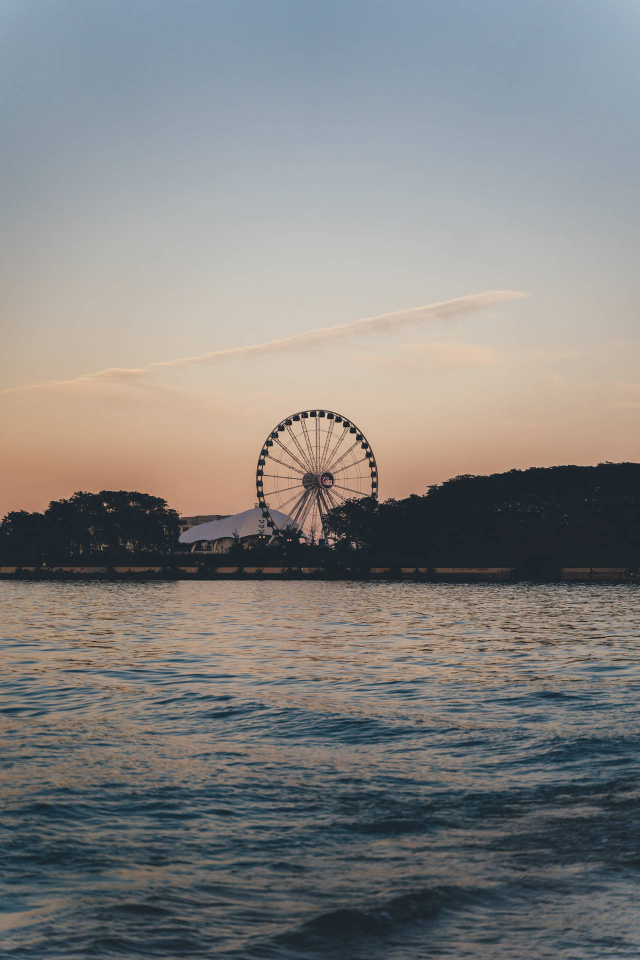 Navy Pier Distant View Sunset Background