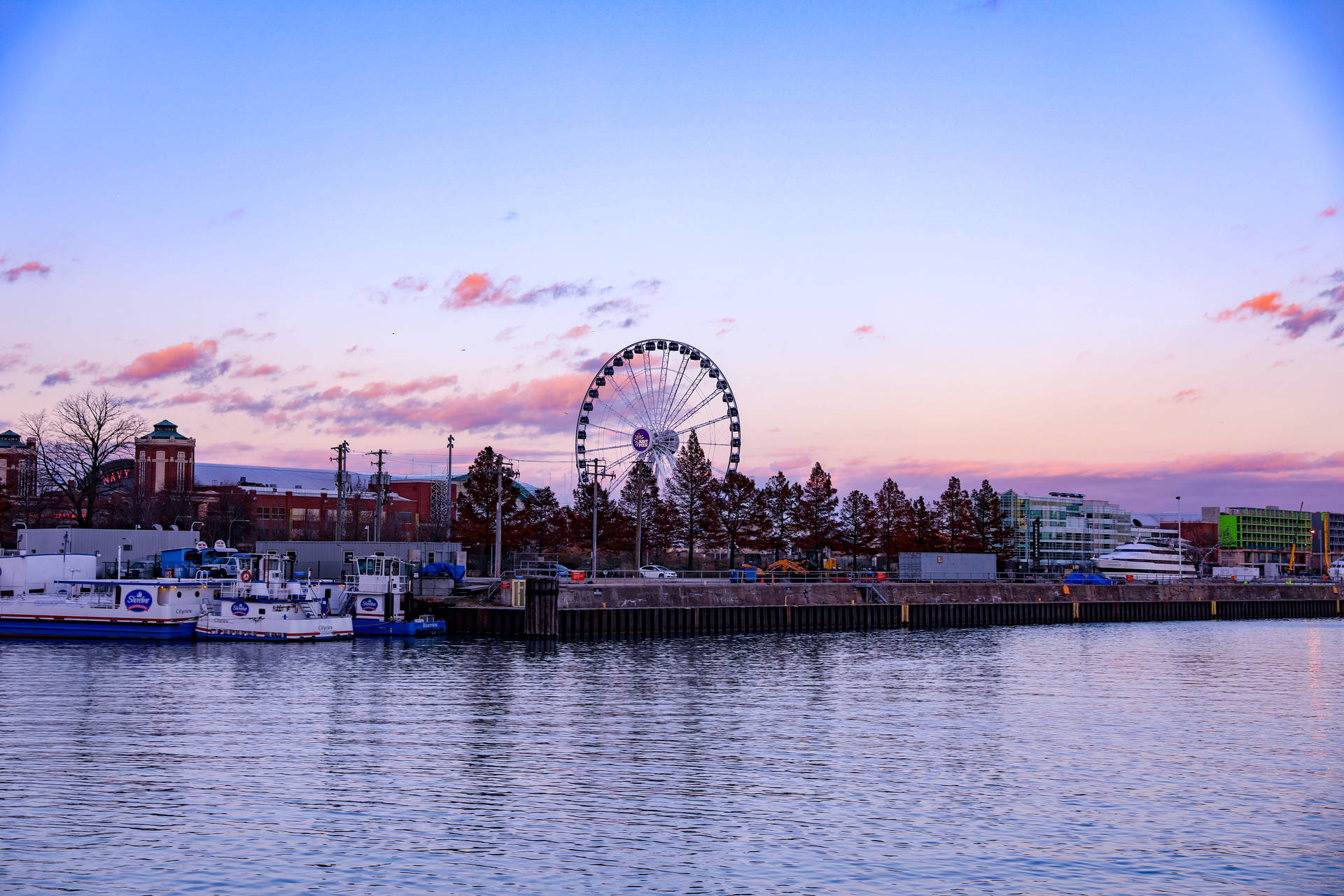 Navy Pier Pink Sky Wide Shot