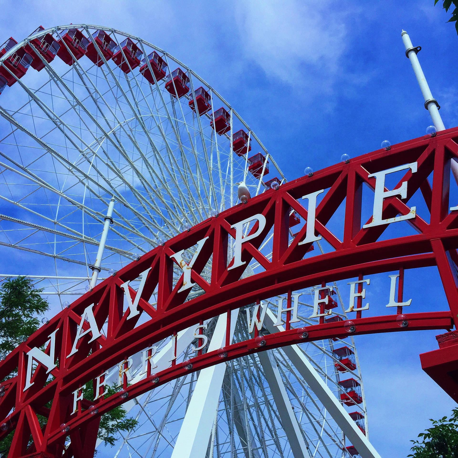 Navy Pier Sign Arch Red