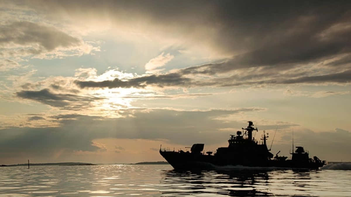 Navy Ship From A Punitive Country Background