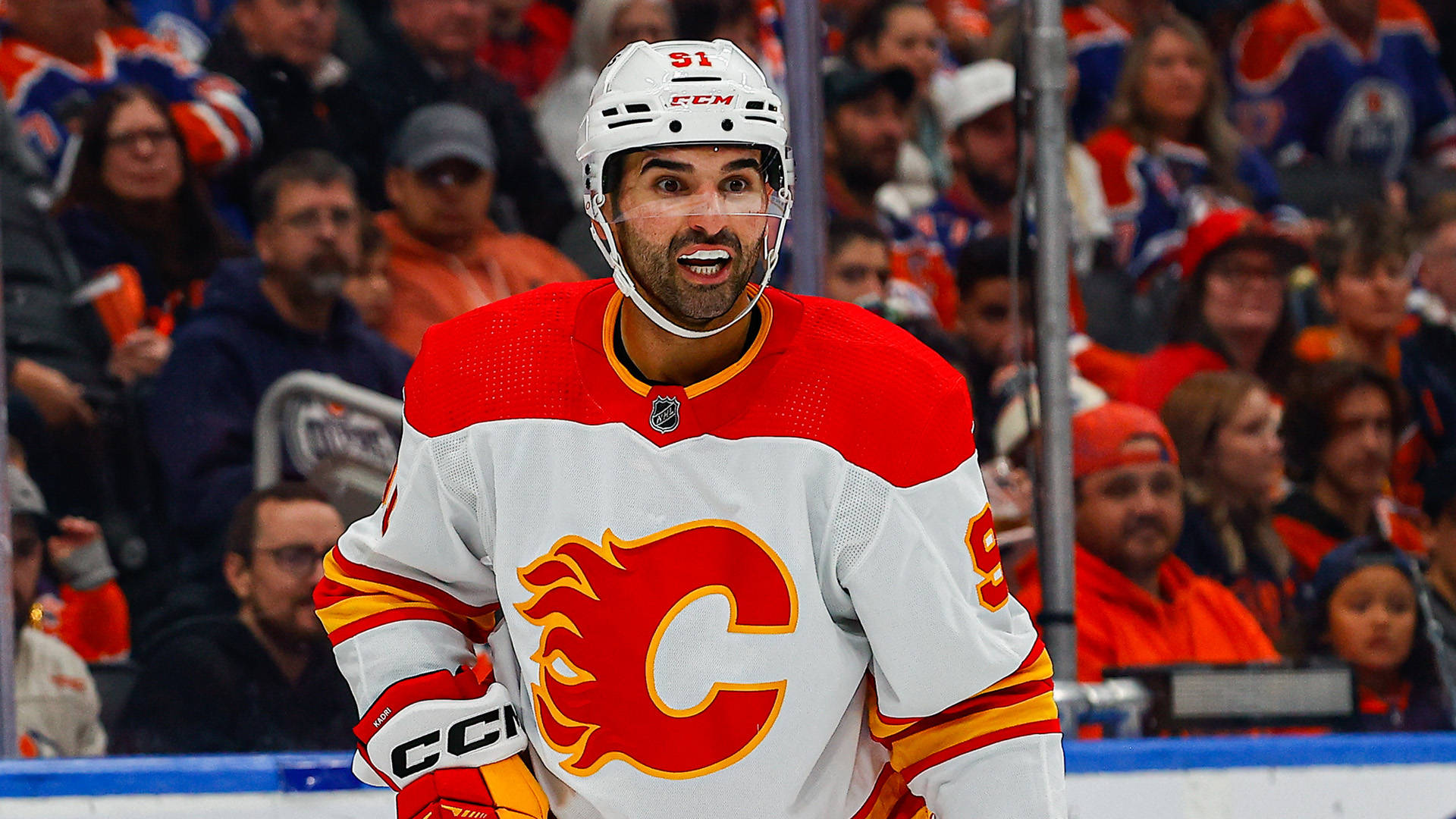 Nazem Kadri Calgary Flames Excited Background