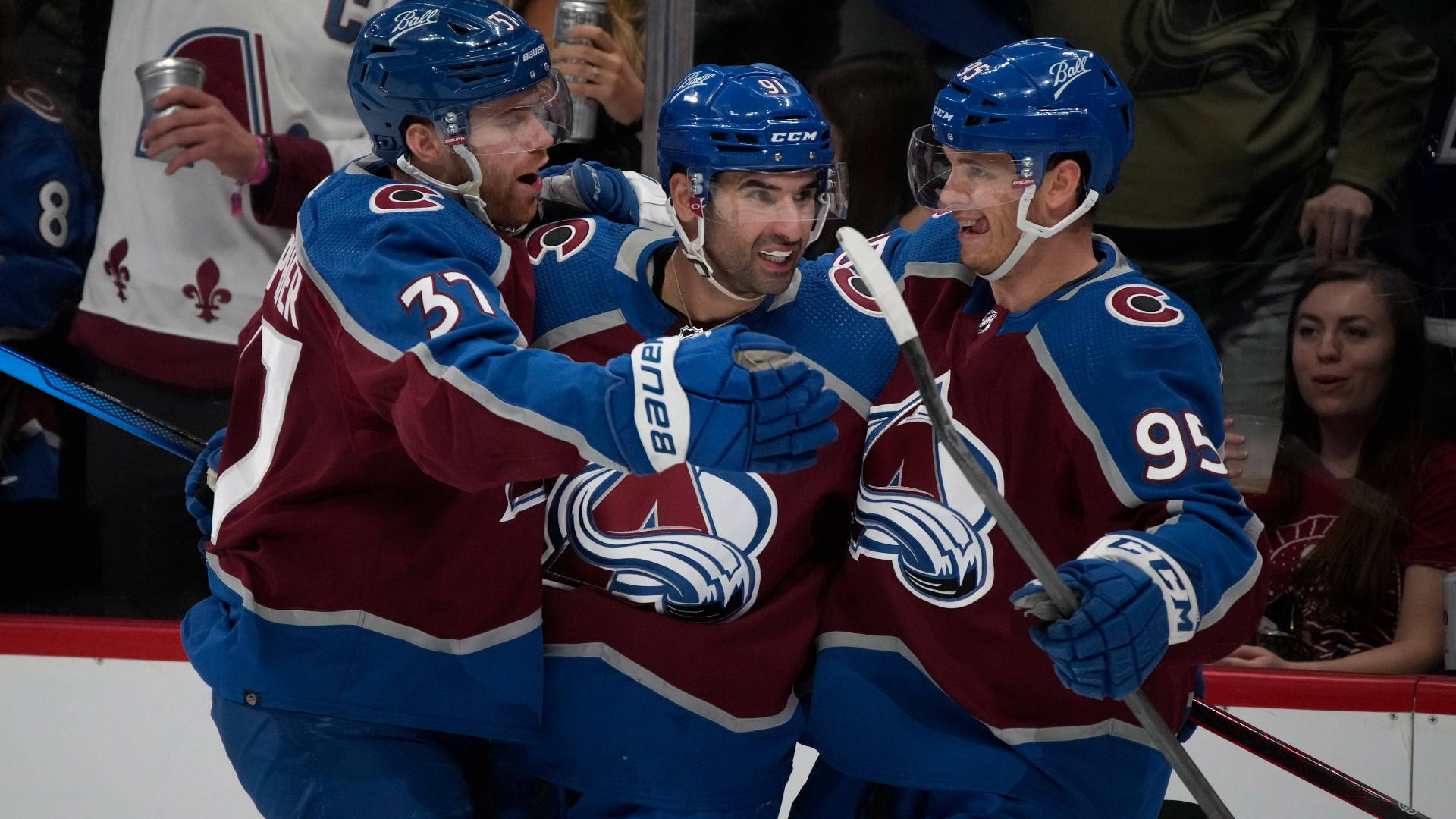 Nazem Kadri Colorado Avalanche With Teammates Background