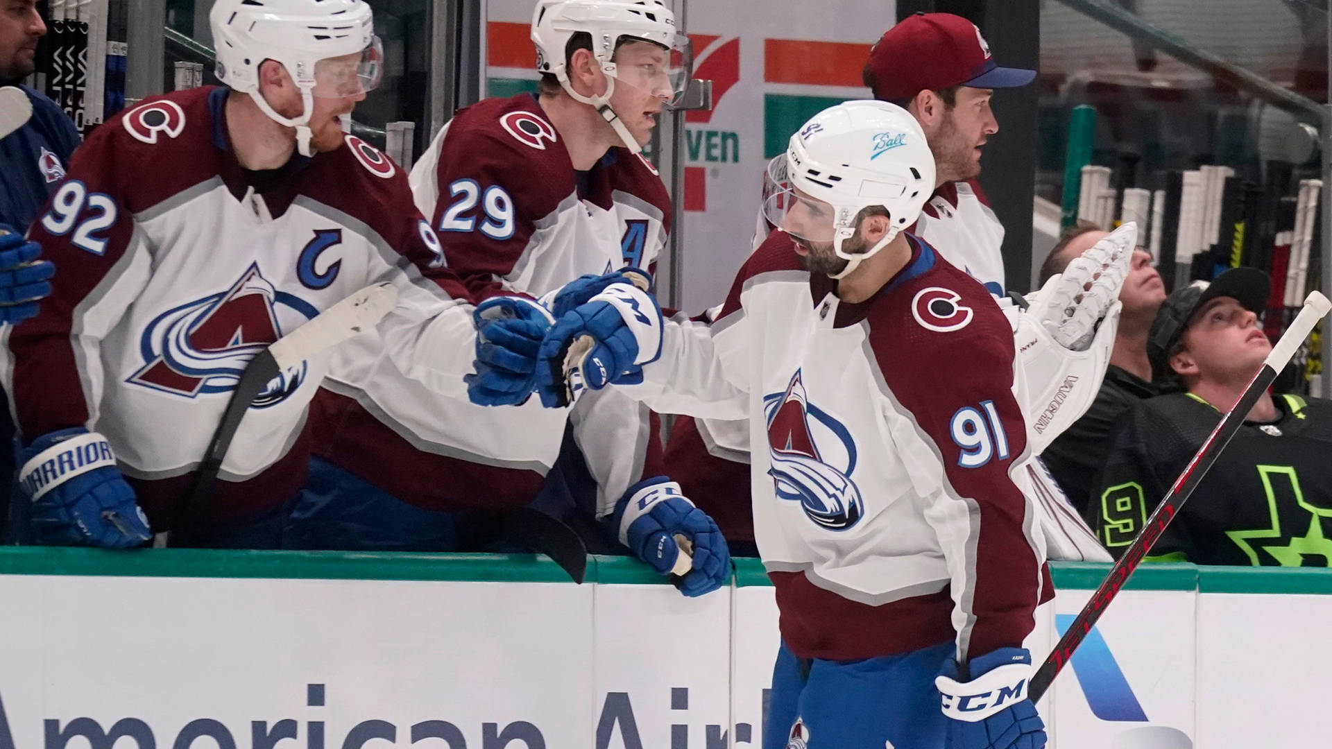 Nazem Kadri Gabriel Landeskog Fist Bump Background