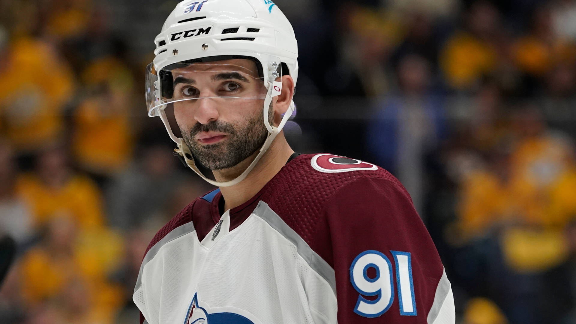 Nazem Kadri White Colorado Avalanche Background