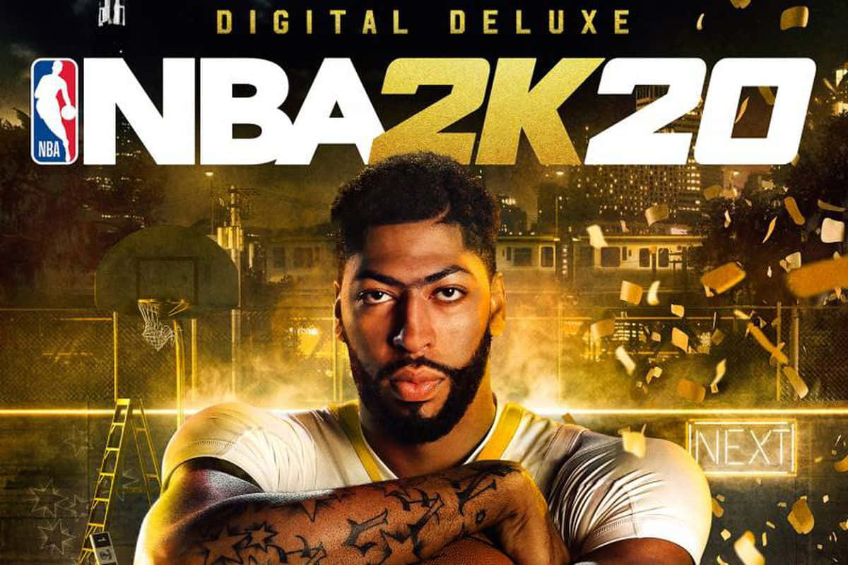 Nba 2k20 Action-packed Gameplay On The Court Background