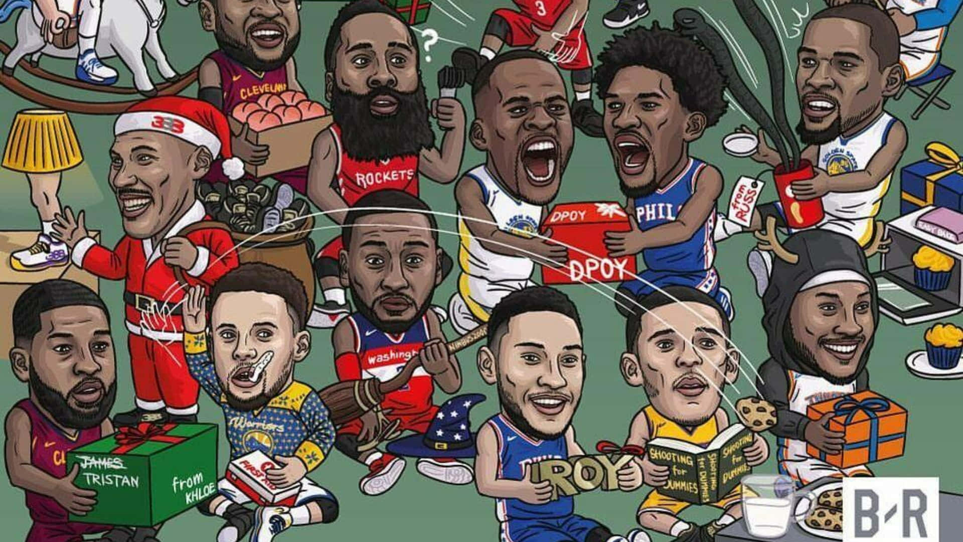 Nba Christmas Faces Background