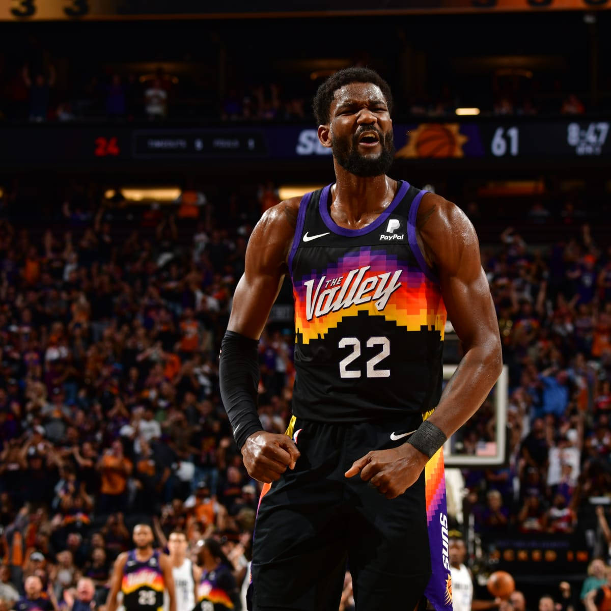 Nba Conference Deandre Ayton Phoenix Versus Mavericks Background