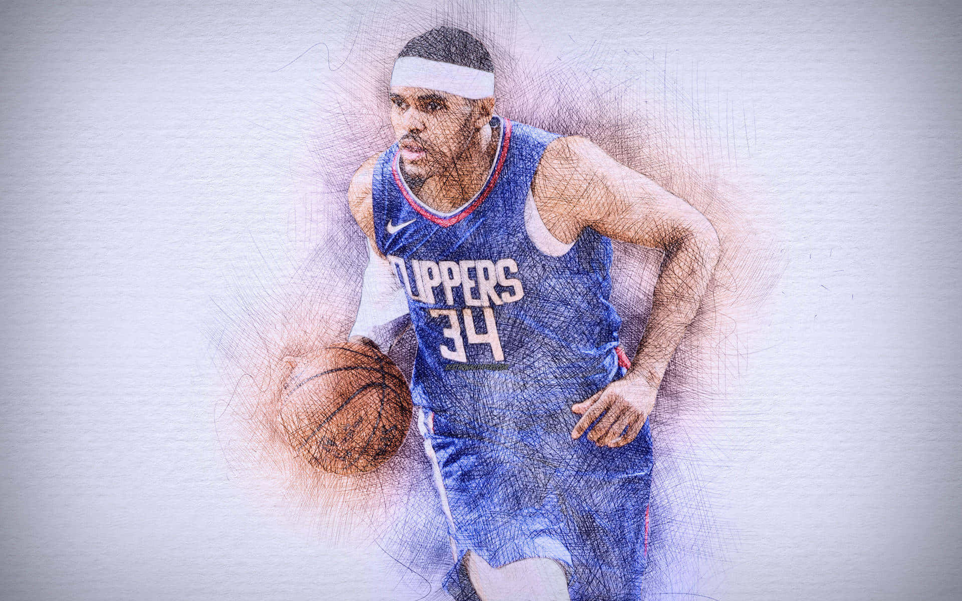 Nba La Clippers Player Tobias Harris Digital Illustration Background