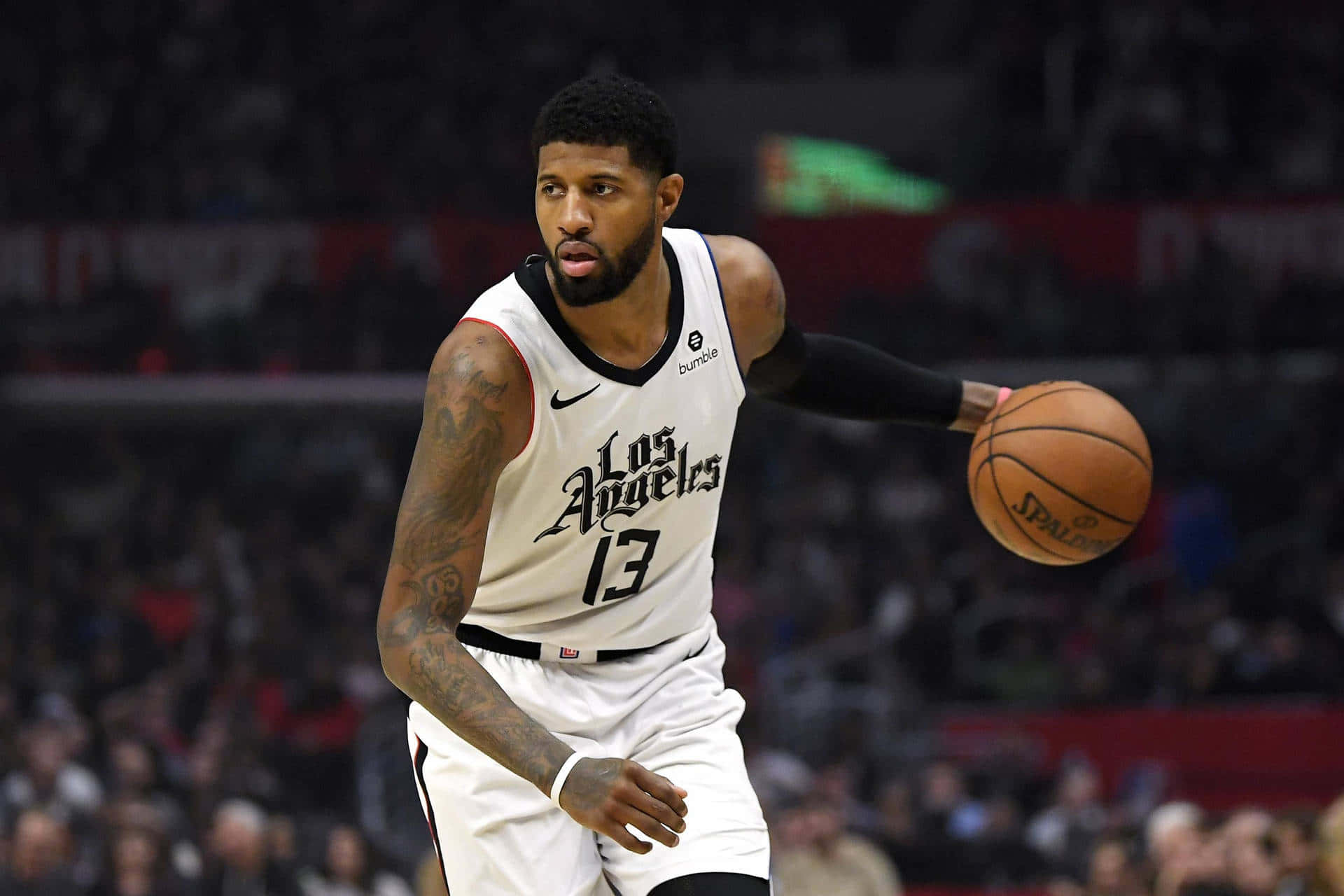 Nba La Clippers Star Paul George Medium Wide Shot Background