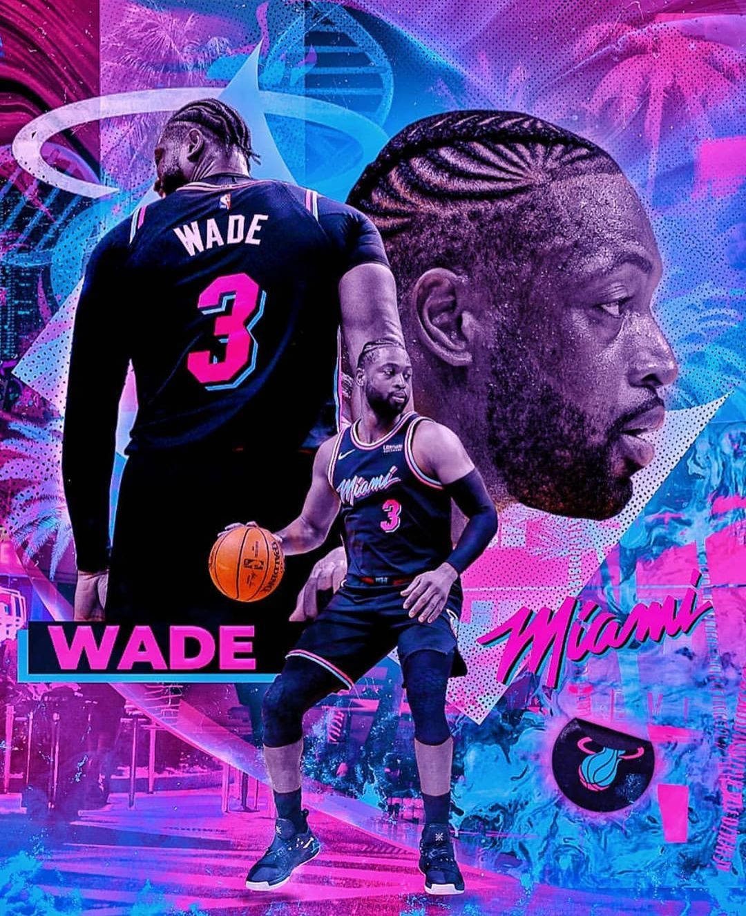 Nba League Miami Heat Dwyane Wade Graphic Art Background