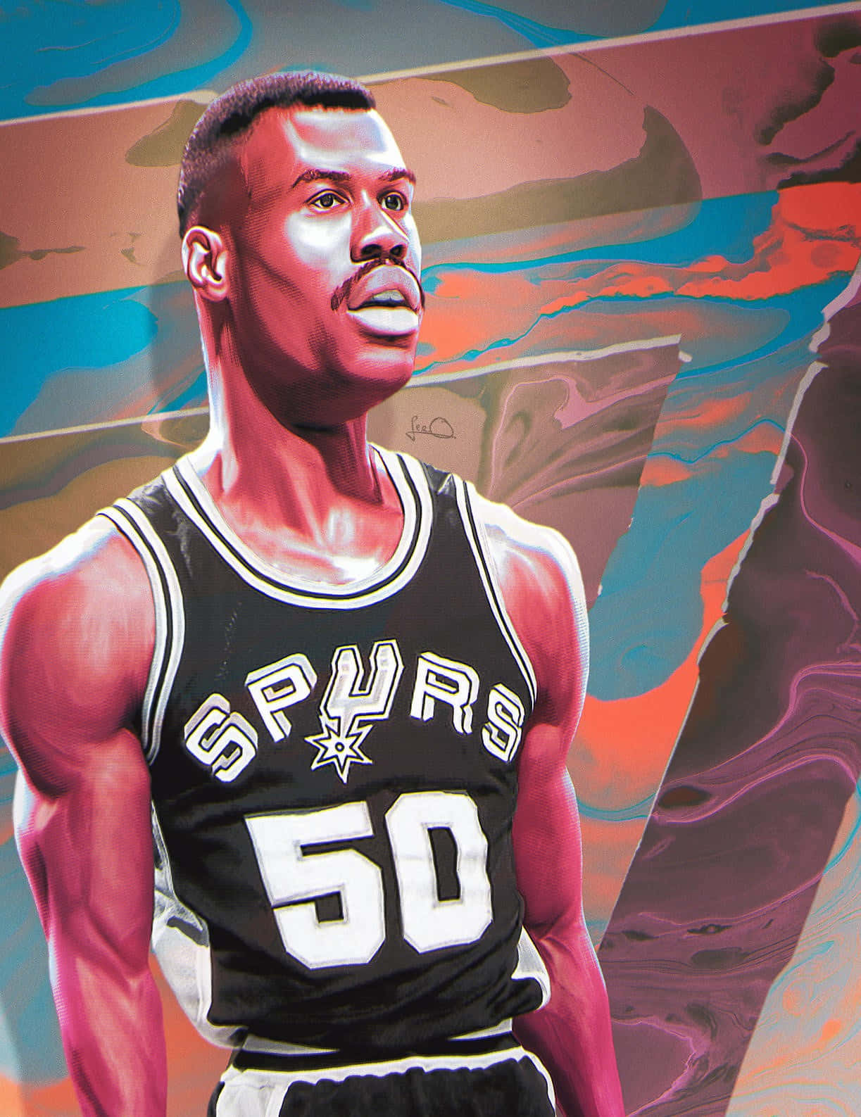 Nba Legend David Robinson The Admiral Artwork Background