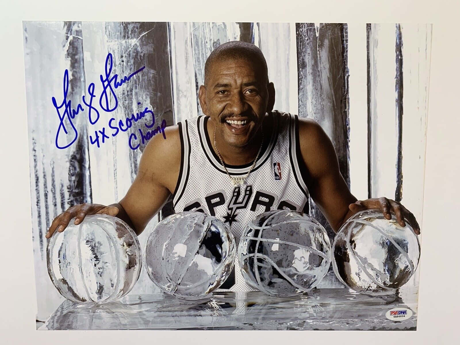 Nba Legend George Gervin’s Autographed Basketball Poster Background
