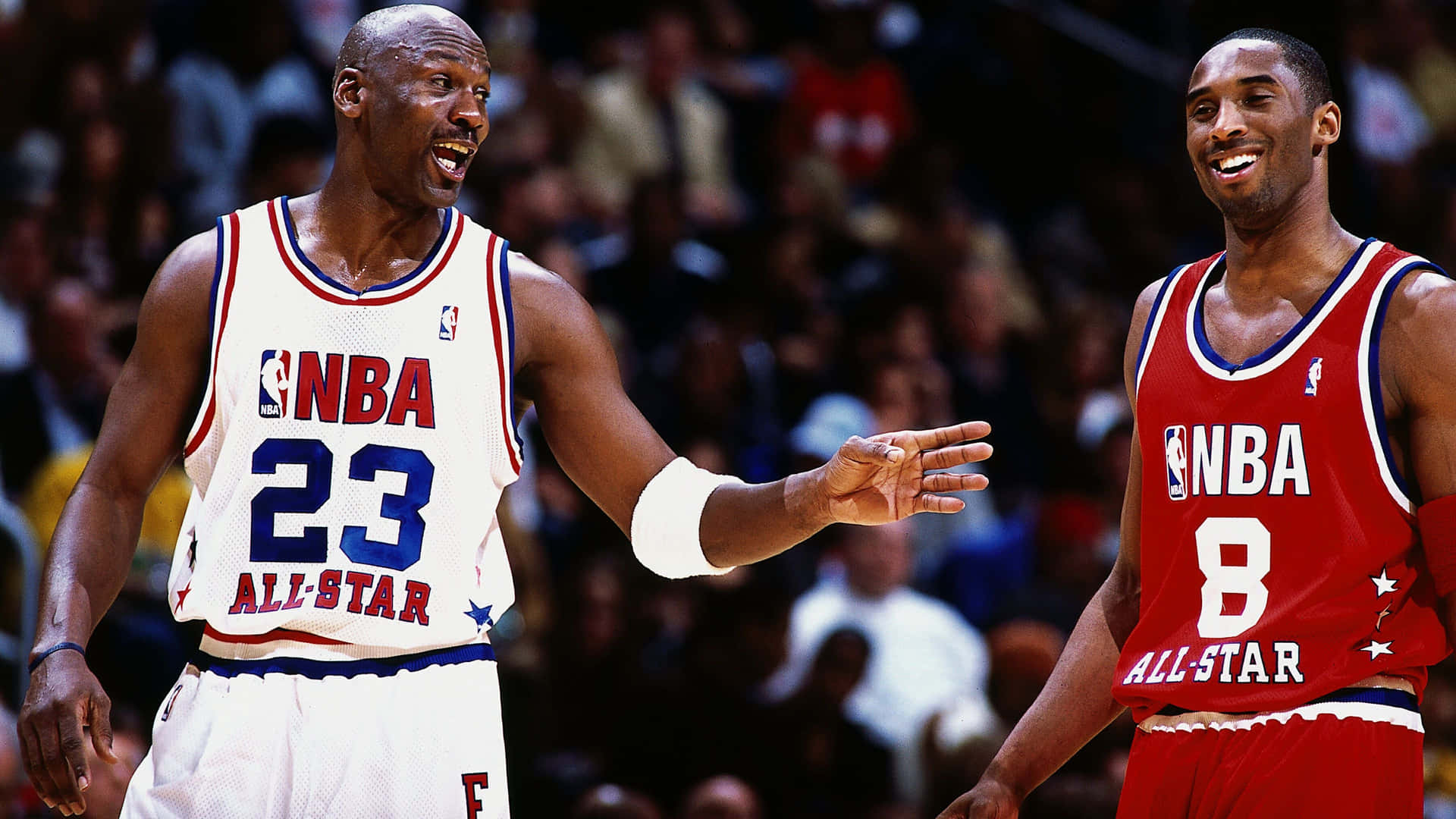 Nba Legends Kobe Bryant And Michael Jordan 2003 Photograph Background
