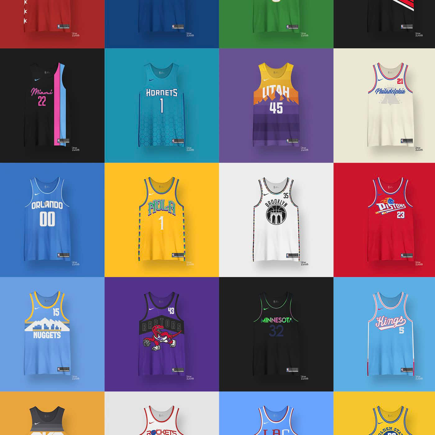 Nba Logo Jerseys Collage Background