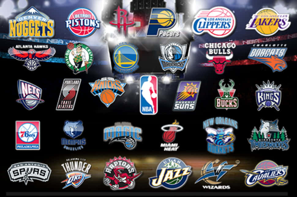 Nba Logo With Team Logos Background