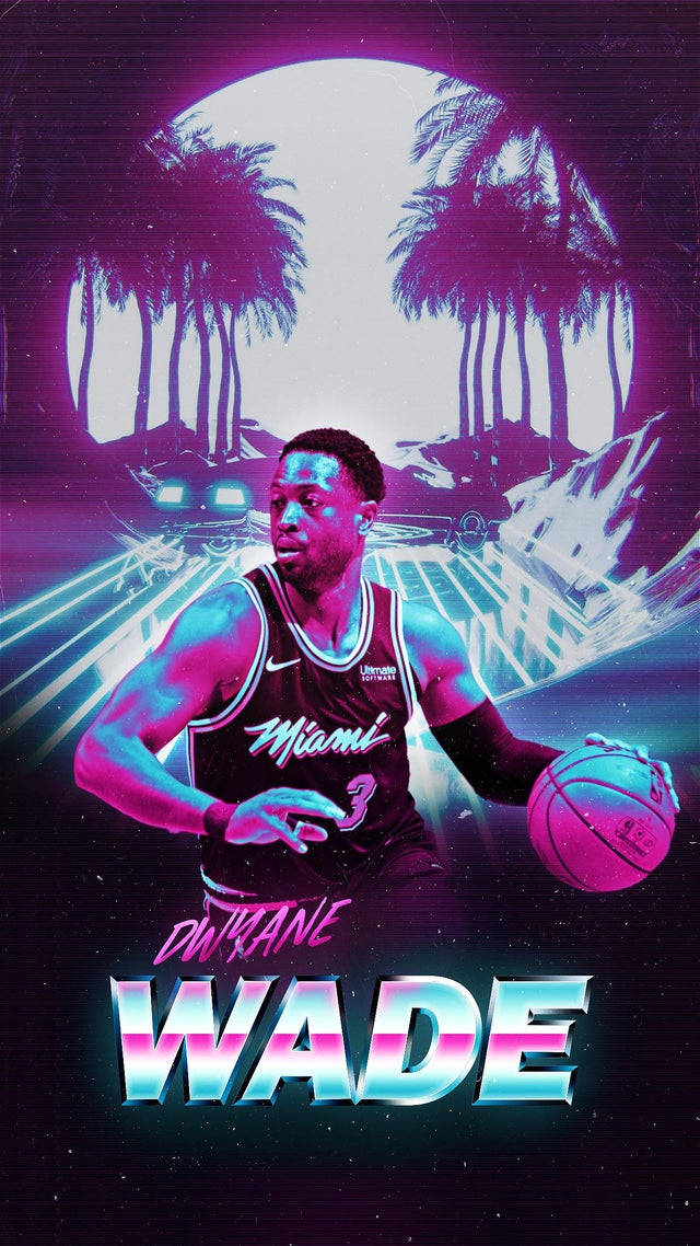 Nba Miami Heat Dwyane Wade Basketball Dribble Shot Background