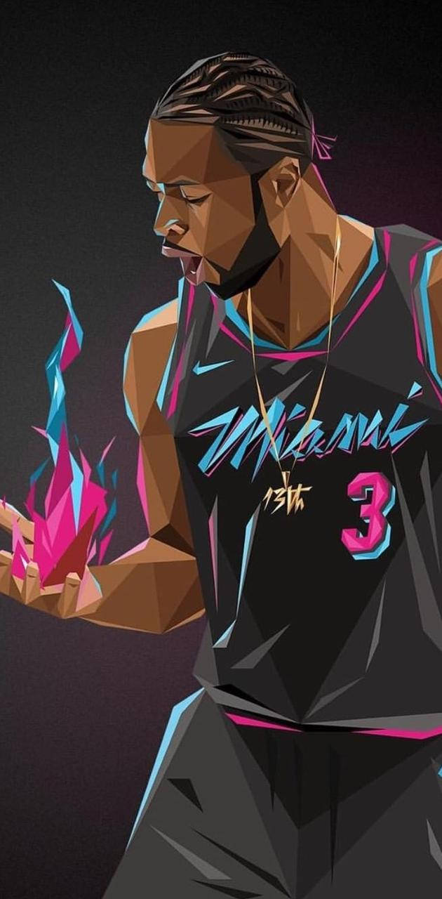 Nba Miami Heat Dwyane Wade Digital Art Background