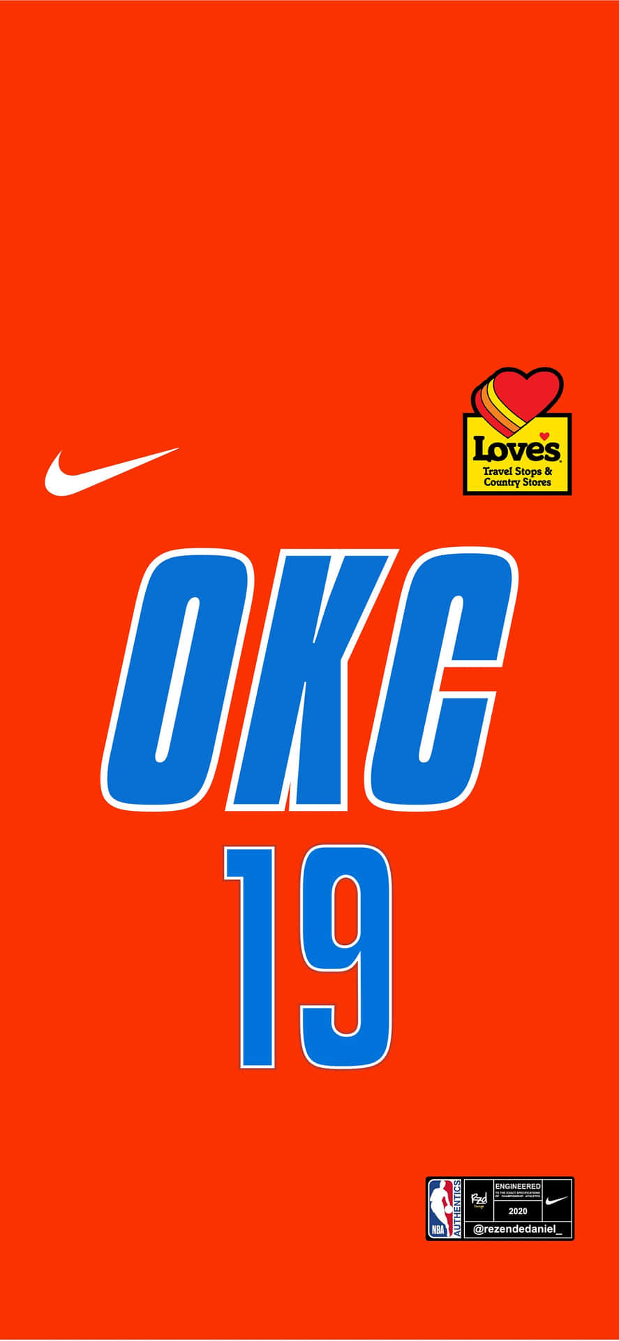 Nba Oklahoma City Thunders Jersey No. 19 Background