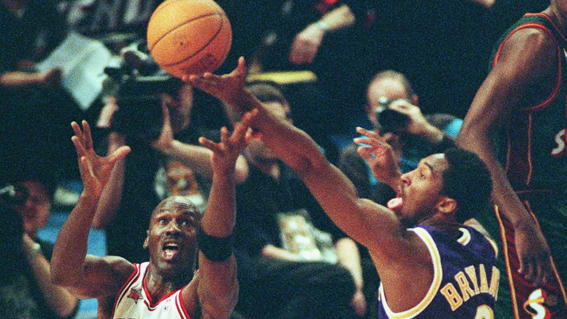 Nba Players Kobe Bryant And Michael Jordan All-star Vintage Background