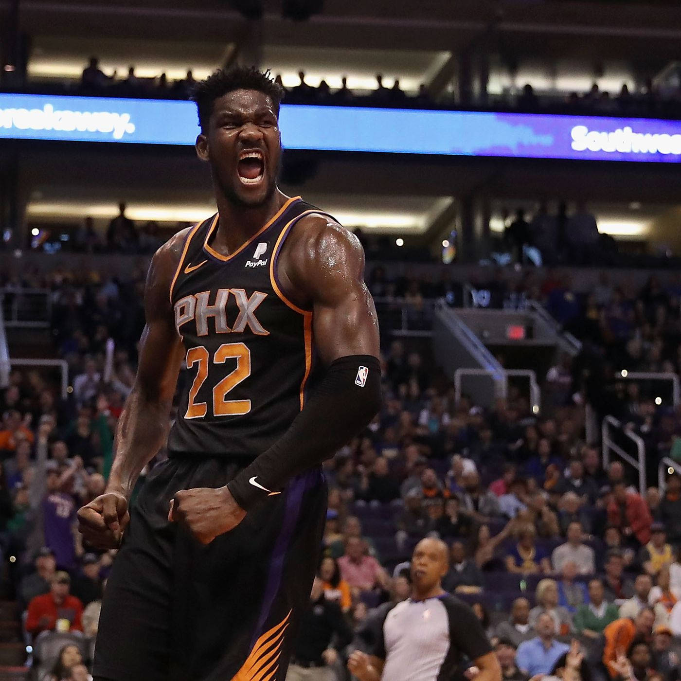 Nba Powerhouse Phoenix Suns Deandre Ayton Background