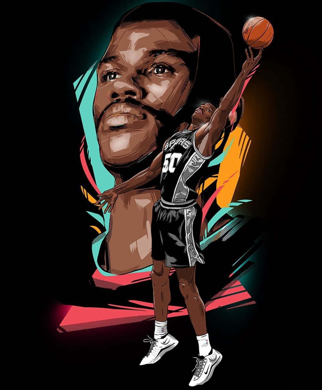 Nba Star David Robinson Digital Art Background