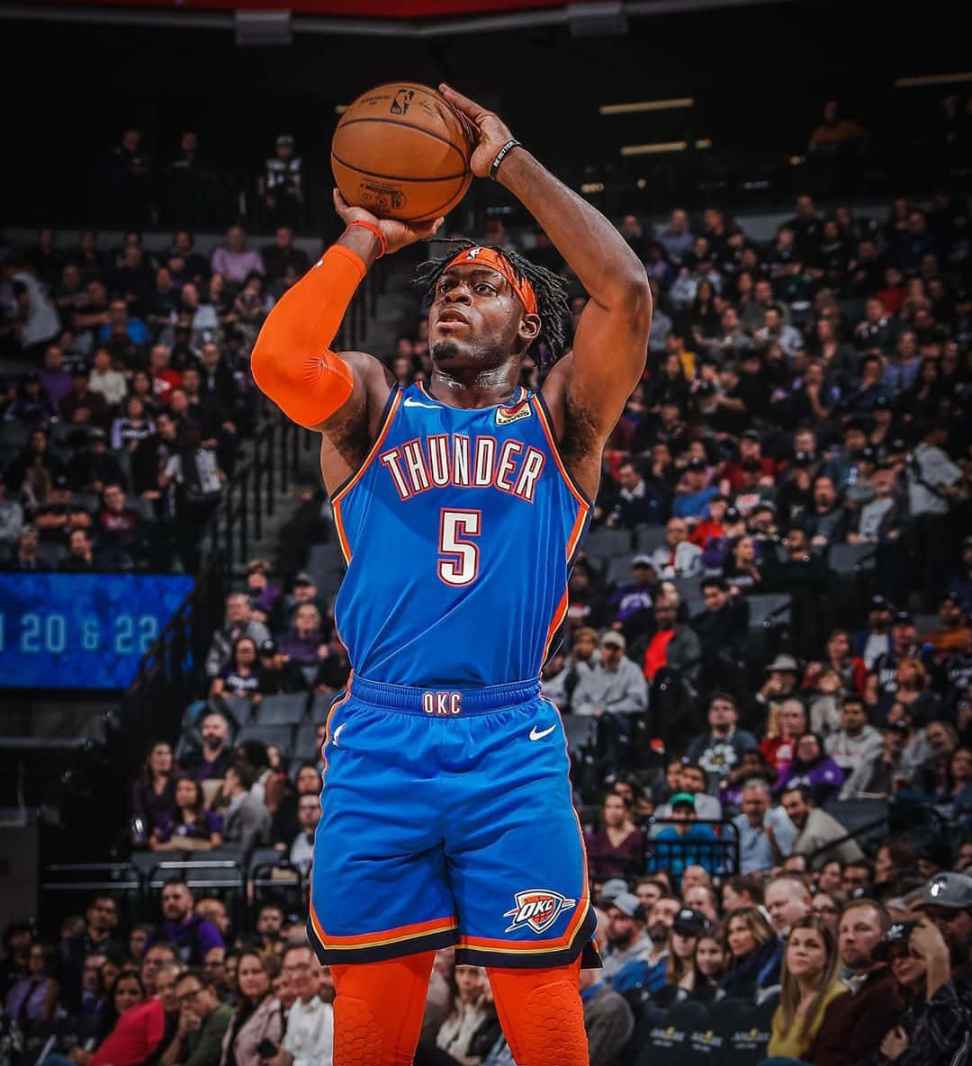 Nba Thunder Luguentz Dort Three Points Background