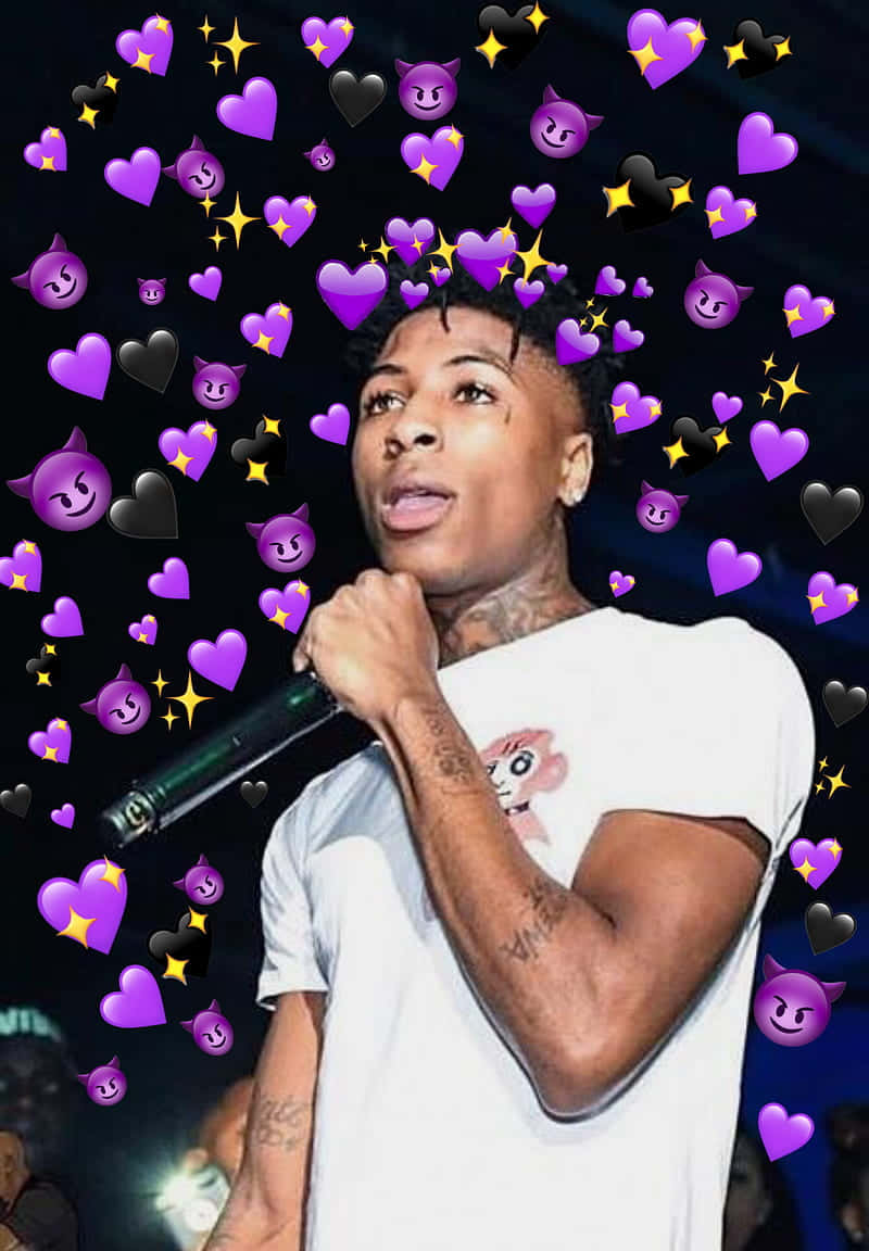 Nba Youngboy Pfp With Purple Emoji Background