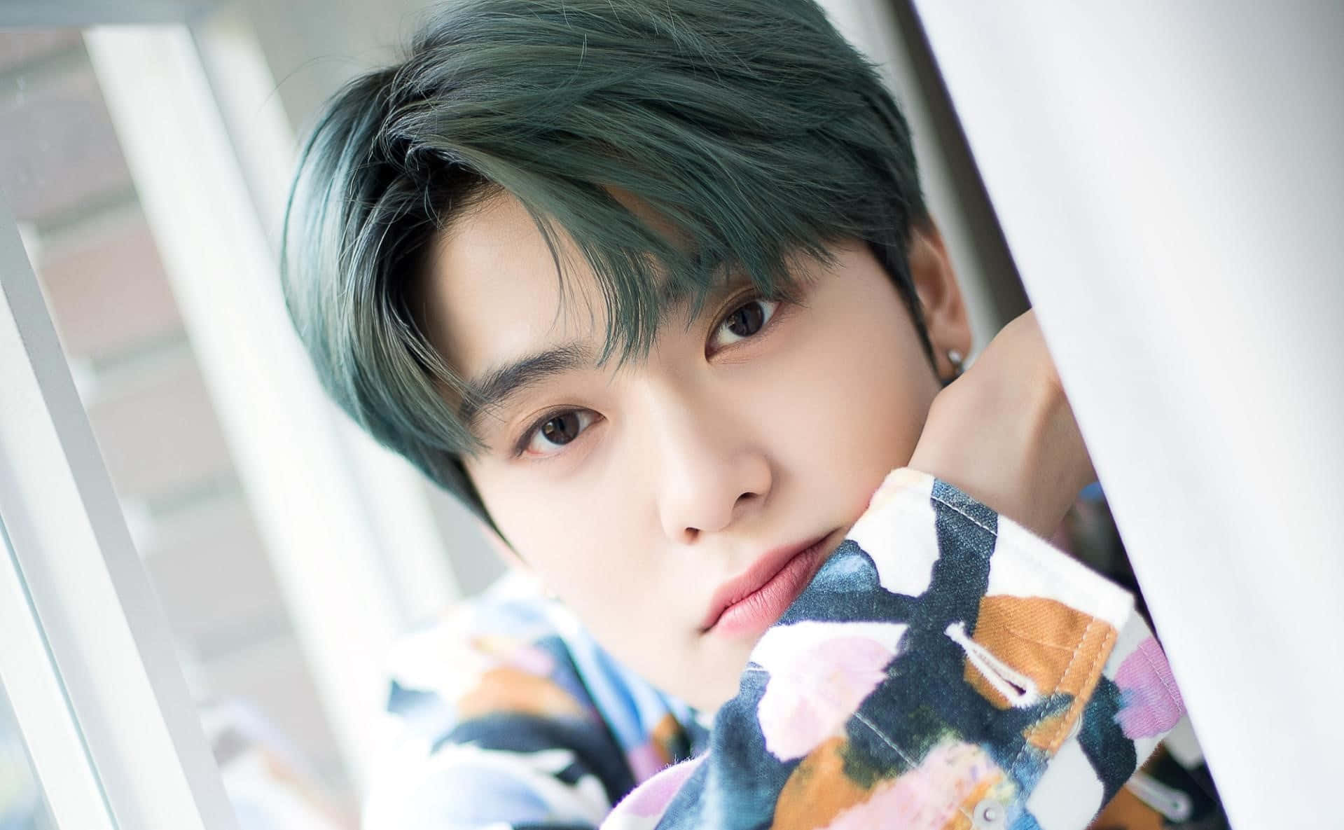 Nct Jaehyun With Green Hair Background