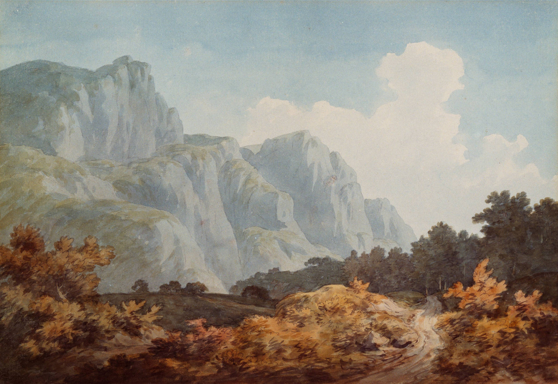 Near Glarus Switzerland Painting By John Warwick Smith Background