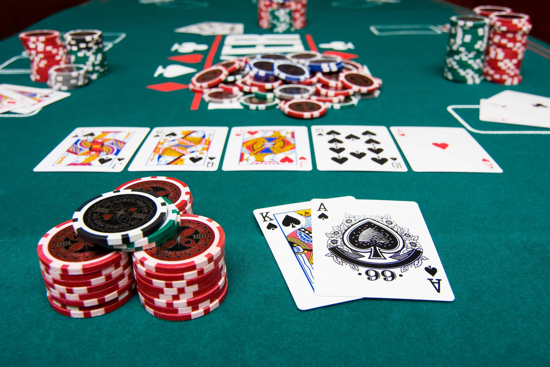 Neatly Stacked Poker Chips Blackjack Background