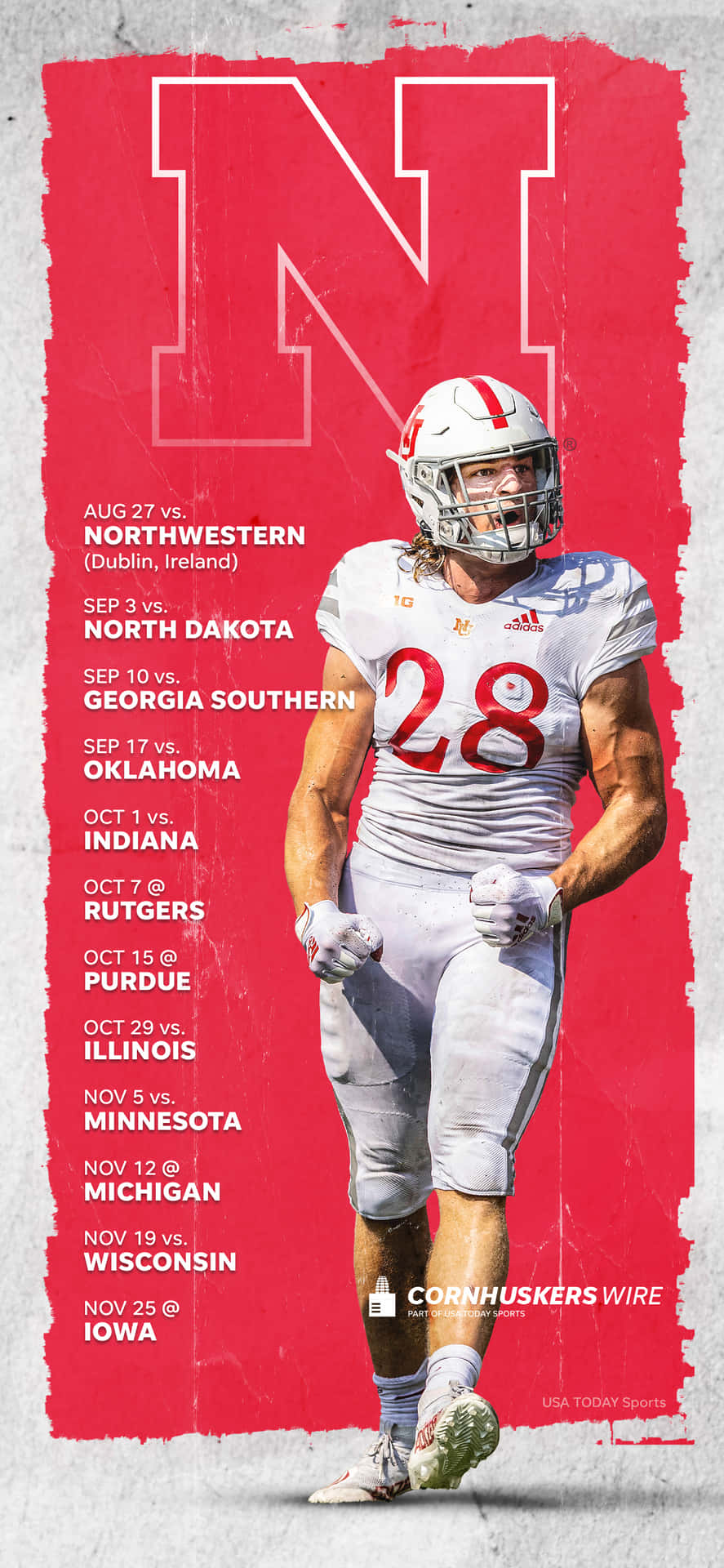 Nebraska Football Poster With A Football Player Background