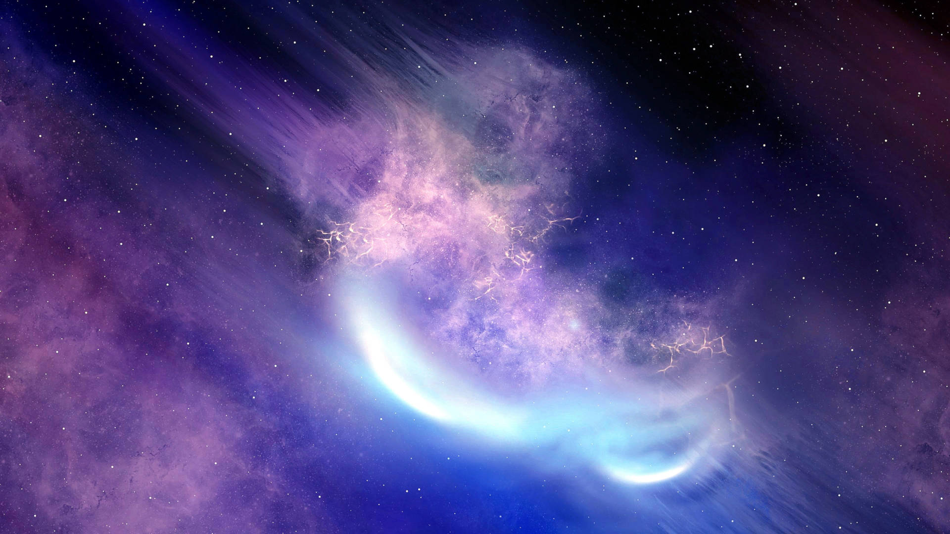 Nebula With Blue And Purple Galaxy Background