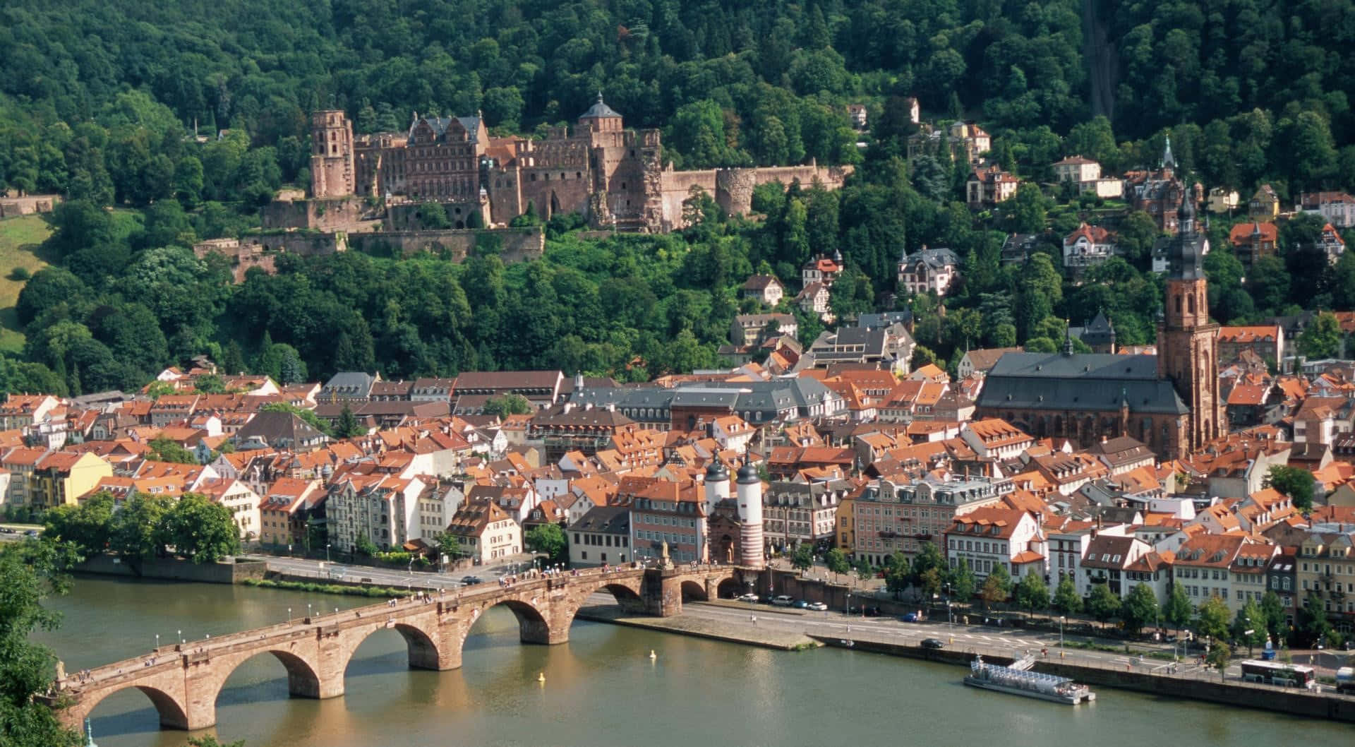 Neckar River Below Heidelberg Castle Background